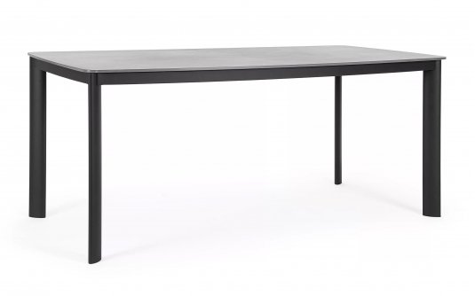 Grafitowy stół aluminiowy na taras ogrodowy ALCORA 180x90 z blatem ze spiekanego kamienia
