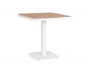 Kwadratowy biały stolik aluminiowy bistro BELMAR 75x75 blat z powłoką imitującą drewno