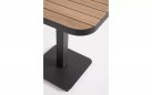 Kwadratowy antracytowy stolik aluminiowy bistro BELMAR 75x75 blat z powłoką imitującą drewno