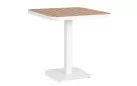 Kwadratowy biały stolik aluminiowy bistro BELMAR 75x75 blat z powłoką imitującą drewno