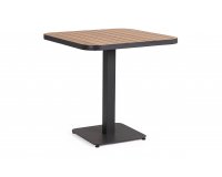 Grafitowy stół bistro ogrodowy kwadratowy aluminiowy BELMAR 75x75 blat powłoka imitacja drewna