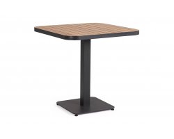 Grafitowy stół bistro ogrodowy kwadratowy aluminiowy BELMAR 75x75 blat powłoka imitacja drewna