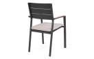 4x grafitowe sztaplowane aluminiowe krzesło ogrodowe z podłokietnikami imitacja drewna ZELMAR 
