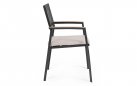 4x grafitowe sztaplowane aluminiowe krzesło ogrodowe z podłokietnikami imitacja drewna ZELMAR 