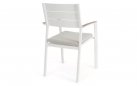 Aluminiowe krzesło ogrodowe sztaplowania z poduszką i podłokietnikami białokremowe zelmar bizzotto