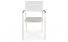 Aluminiowe krzesło ogrodowe sztaplowania z poduszką i podłokietnikami białokremowe zelmar bizzotto