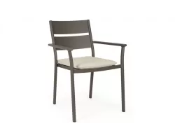 Ciemnokawowe sztaplowania krzesło aluminiowe z poduszką olefin molokai bizzotto