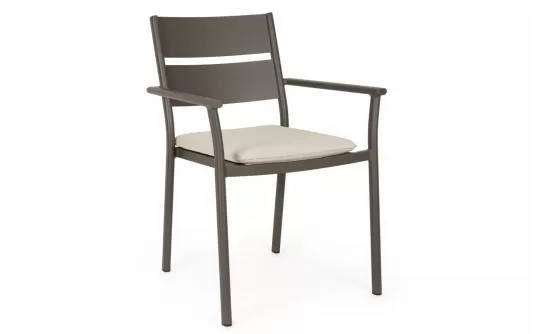 Ciemnokawowe sztaplowania krzesło aluminiowe z poduszką olefin molokai bizzotto Ciemnokawowe sztaplowania krzesło aluminiowe z poduszką olefin molokai bizzotto