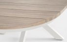 Stół ogrodowy owalnym kształcie aluminiowy nogi biało kremowe blad aluminium imitacja drewna powtarzanego zelmar 218x115 bizzotto