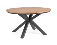 Okrągły stół aluminiowy grafitowy o średnicy 130 cm ZELMAR z blatem z powłoką drewnopodobną