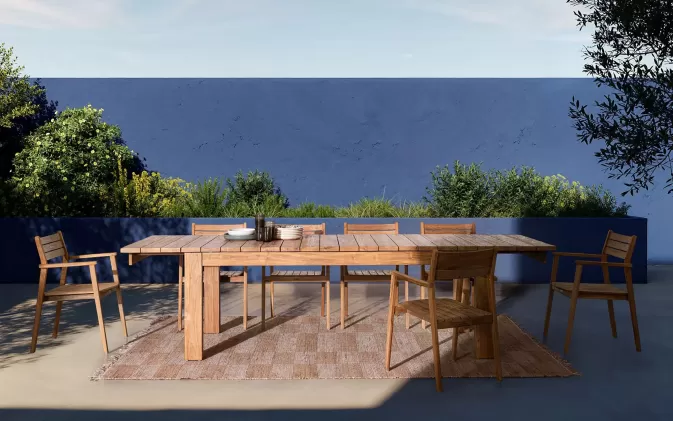 Stół teakowy obiadowy z rozkładanym blatem ZORRITOS 220-300 cm drewno recyklingowane.