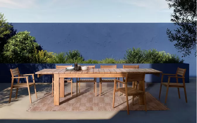 Stół teakowy obiadowy z rozkładanym blatem ZORRITOS 220-300 cm drewno recyklingowane.