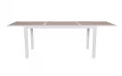 Biały ogrodowy stół aluminiowy rozkładany z blatem imitacja drewna 160-240 HILIJA bizzotto