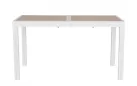 Biały ogrodowy stół aluminiowy rozkładany z blatem imitacja drewna 140-210 HILIJA bizzotto