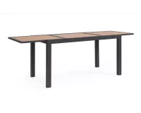 Grafitowy ogrodowy stół aluminiowy rozkładany z blatem imitacja drewna 140-210 HILIJA bizzotto