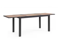 Grafitowy ogrodowy stół aluminiowy rozkładany z blatem imitacja drewna 140-210 HILIJA bizzotto