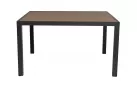 Ciemnoszary ogrodowy stół aluminiowy kwadratowy z blatem imitacja drewna 136x136 HILIJA bizzotto