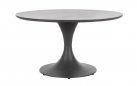 Grafitowy okrągły stół na taras aluminiowy ARNOLD śr. 120 cm blat kamienny