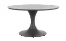 Grafitowy okrągły stół na taras aluminiowy ARNOLD śr. 120 cm blat kamienny