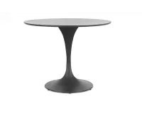 Grafitowy okrągły stół na taras aluminiowy ARNOLD śr. 90 cm blat kamienny