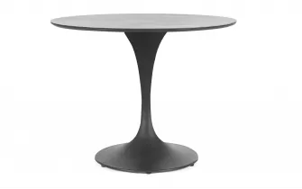 Grafitowy okrągły stół na taras aluminiowy ARNOLD śr. 90 cm blat kamienny