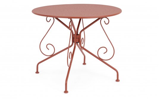 Ceglany okragły metalowy stolik ogrodowy śr. 90 ETIENNE bizzotto Ceglany okragły metalowy stolik ogrodowy śr. 90 ETIENNE bizzotto