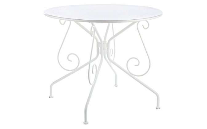 Biały okragły metalowy stolik ogrodowy śr. 90 ETIENNE bizzotto