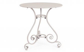 Jasnobeżowy okragły metalowy stolik prowansalski śr. 70 ETIENNE bizzotto