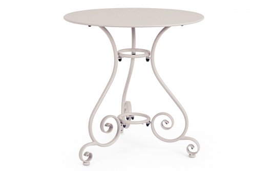Jasnobeżowy okragły metalowy stolik prowansalski śr. 70 ETIENNE bizzotto