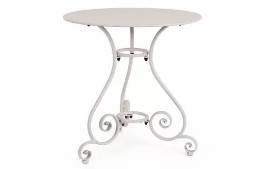 Jasnobeżowy okragły metalowy stolik prowansalski śr. 70 ETIENNE bizzotto