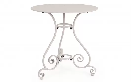 Jasnobeżowy okragły metalowy stolik prowansalski śr. 70 ETIENNE bizzotto