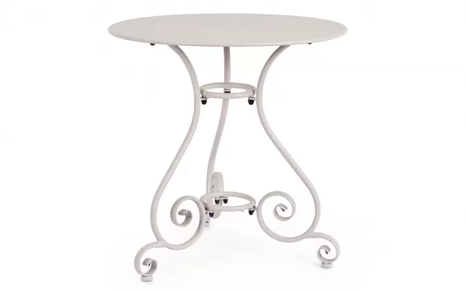 Jasnobeżowy okragły metalowy stolik prowansalski śr. 70 ETIENNE bizzotto