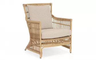 Klasyczny fotel ogrodowy na taras ADELMA aluminiowy powłoka drewnopodbna technorattan bizzotto