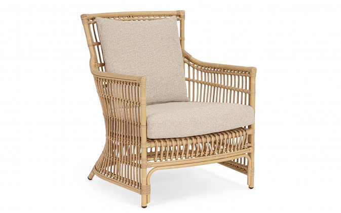 Klasyczny fotel ogrodowy na taras ADELMA aluminiowy powłoka drewnopodbna technorattan bizzotto