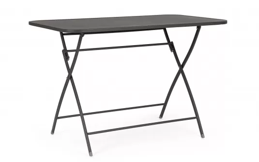 Grafitowy prostokątny składany stół do ogródków kawiarnianych balkon YVONNE 110x70 bizzotto