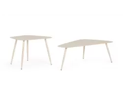 Jasnobeżowy zestaw stolików ogrodowych czworokatnych YVONNE 2 wysokości