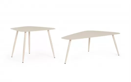 Jasnobeżowy zestaw stolików ogrodowych czworokatnych YVONNE 2 wysokości Jasnobeżowy zestaw stolików ogrodowych czworokatnych YVONNE 2 wysokości