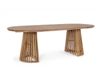 Stół ogrodowy akacjowy zaokrąglone końce blatu RODANO 220x100 cm