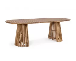 Stół ogrodowy akacjowy zaokrąglone końce blatu RODANO 220x100 cm