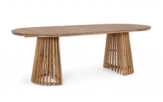 Stół ogrodowy akacjowy zaokrąglone końce blatu RODANO 220x100 cm