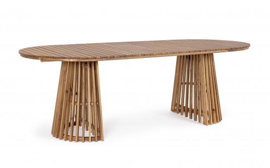 Stół ogrodowy akacjowy zaokrąglone końce blatu RODANO 220x100 cm