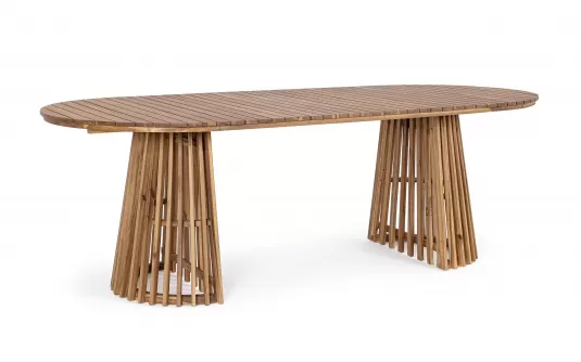 Stół ogrodowy akacjowy zaokrąglone końce blatu RODANO 220x100 cm