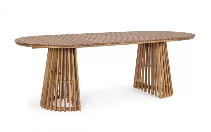 Stół ogrodowy akacjowy zaokrąglone końce blatu RODANO 220x100 cm