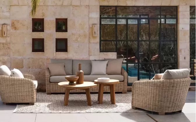 Meble do ogrodu zimowego i wnętrz CADICE z naturalnego rattanu bizzotto