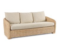 Sofa ogrodowa 3-osobowa z naturalnego rattanu CADICE z beżowymi poduszkami bizzotto