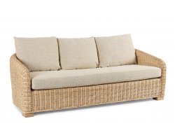 Sofa ogrodowa 3-osobowa z naturalnego rattanu CADICE z beżowymi poduszkami bizzotto
