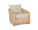 Fotel ogrodowy wypoczynkowy z naturalnego rattanu CADICE z beżowymi poduszkami bizzotto