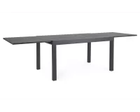 Grafitowy stół ogrodowy aluminiowy z rozsuwanym blatem CLIV 135-270 blat powłoka drewnopodbna