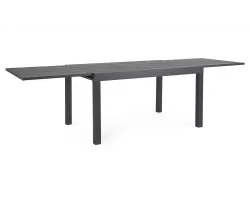 Grafitowy stół ogrodowy aluminiowy z rozsuwanym blatem CLIV 135-270 blat powłoka drewnopodbna