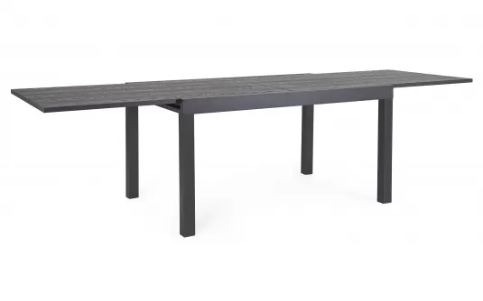 Grafitowy stół ogrodowy aluminiowy z rozsuwanym blatem CLIV 135-270 blat powłoka drewnopodbna